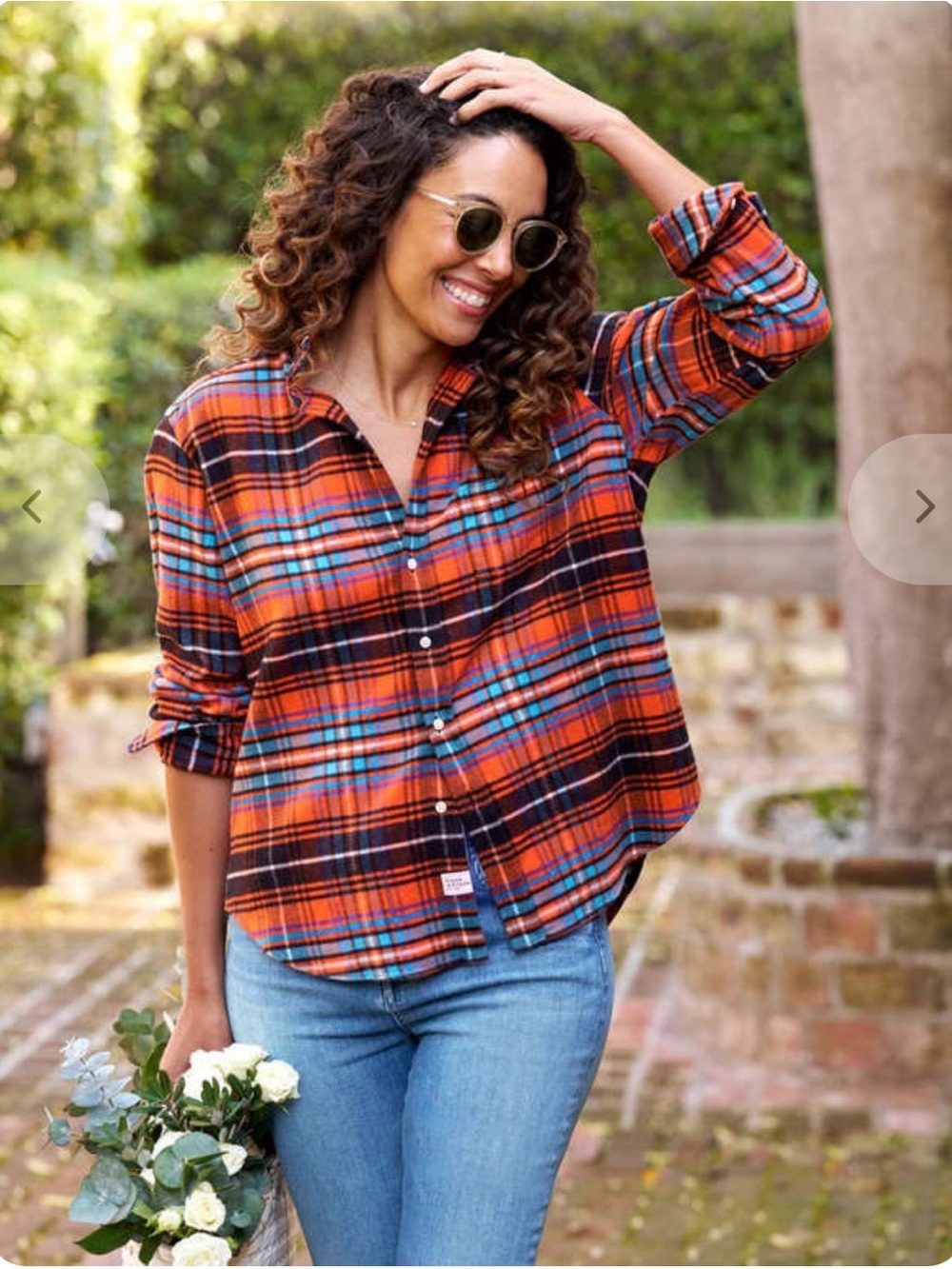 Frank & Eileen Italian Cotton Plaid Relaxed Flannel Eileen Shirt Women’s Large
